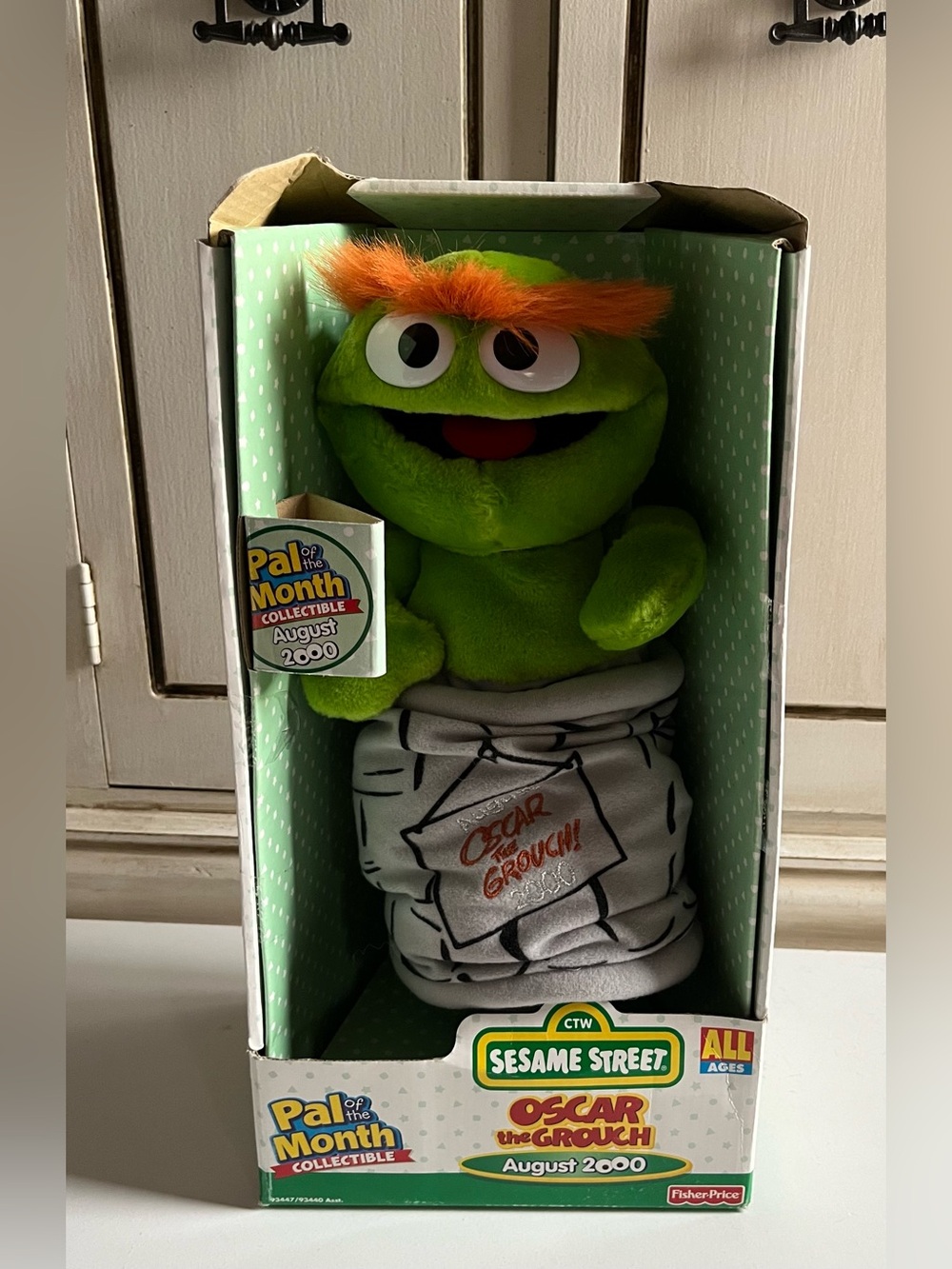 Vintage Oscar the Grouch Sesame Street Plush Toy Pal Of The Month Fisher Price